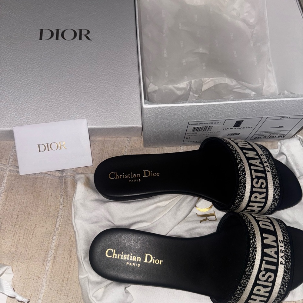 Dior Black Sandals with Signature Pattern